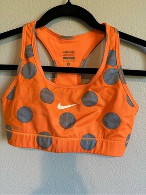 Nike Orange Polka Dot Racerback Sports Bra